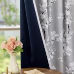 Blackout Floral Curtains - 84” Grey Drapes