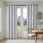 Blackout Floral Curtains - 84” Grey Drapes