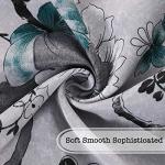 Blackout Tie Up Kitchen Curtains - Grey Teal Pattern