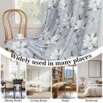 Light Grey Floral Blackout Curtains - 84 Inches, 2 Panels