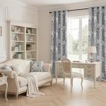 Light Grey Floral Blackout Curtains - 84 Inches, 2 Panels