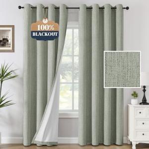 H.VERSAILTEX Heathered Sage Blackout Curtains - 2 Panels