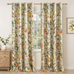 Vintage Hummingbird Blackout Curtains, 84 Inches, 2 Panels