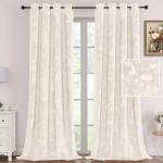 Ivory Floral Velvet Curtains, 96 Inches, 2 Panels