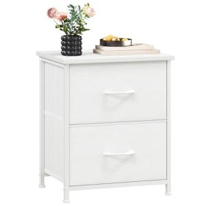 Somdot Nightstand with 2 Drawers and Fabric Bins