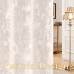 Ivory Floral Velvet Curtains, 96 Inches, 2 Panels