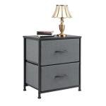 Sweetcrispy Grey Nightstand with 2 Storage Drawers