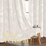 Ivory Floral Velvet Curtains, 96 Inches, 2 Panels