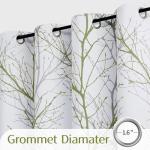 Blackout Curtains 84 Inches - Green Branch Print
