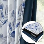 Blue Floral 100% Blackout Curtains - 84 Inches