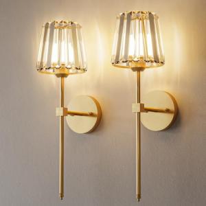 Gold Crystal Rechargeable Wall Sconces Set of 2