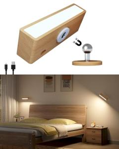 Dimmable Battery Operated Wooden Wall Sconces