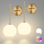 Gold Rechargeable Wall Sconces with RGB Remote Lights