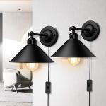 AEOREAL Black Plug-In Wall Sconce Light Fixture