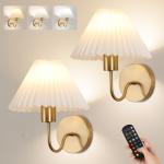 Set of 2 Wireless Pleated Shade Wall Sconces
