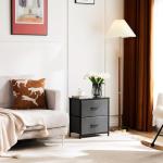 Sweetcrispy Grey Nightstand with 2 Storage Drawers