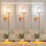 Gold Crystal Rechargeable Wall Sconces Set of 2