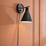Dimmable Matte Black Wall Sconce with Walnut Accent