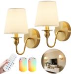 Rechargeable Wireless Wall Sconces with Remote - Set of 2