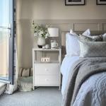 White Nightstand with Charging Station and USB Ports