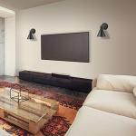 Dimmable Matte Black Wall Sconce with Walnut Accent