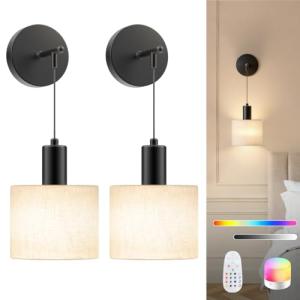Set of 2 Wireless LED Wall Sconces