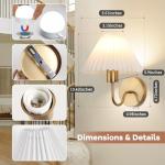 Set of 2 Wireless Pleated Shade Wall Sconces