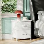 Somdot Nightstand with 2 Drawers and Fabric Bins