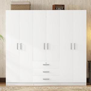 Merax Large White Wooden Wardrobe with Drawers