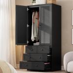 GarveeHome Black Wooden Armoire with Drawers