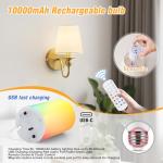 Rechargeable Wireless Wall Sconces with Remote - Set of 2