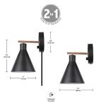 Dimmable Matte Black Wall Sconce with Walnut Accent