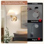 Set of 2 Wireless Pleated Shade Wall Sconces