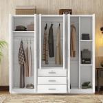 Merax Large White Wooden Wardrobe with Drawers