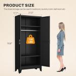 Metal Wardrobe Closet with Mirror Doors - Black