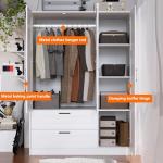 White Wooden Wardrobe Closet with Shelves and Drawers
