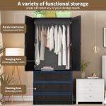 GarveeHome Black Wooden Armoire with Drawers