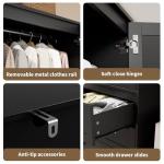 GarveeHome Black Wooden Armoire with Drawers