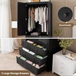 GarveeHome Black Wooden Armoire with Drawers