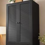 GarveeHome Black Wooden Armoire with Drawers