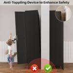 Metal Wardrobe Closet with Mirror Doors - Black