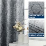 Grey Ombre Blackout Curtains with Vintage Damask Pattern