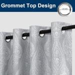Grey Ombre Blackout Curtains with Vintage Damask Pattern