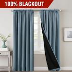 H.VERSAILTEX 100% Blackout Curtains, 84 Inch, Stone Blue