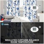 Blue Floral Blackout Curtains - 84 Inch Set
