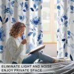 Blue Floral Blackout Curtains - 84 Inch Set