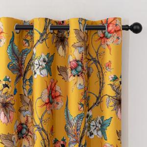 Floral Blackout Curtains, 63 Inch, Pack of 2