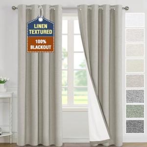 H.VERSAILTEX 100% Blackout Linen Curtains, 2 Panels
