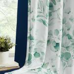 Green Floral Blackout Curtains - 63 Inches Long