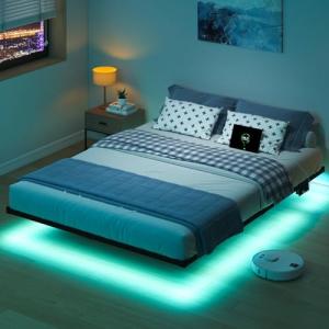 HAVONIZD Queen Floating Bed Frame with LED Lights